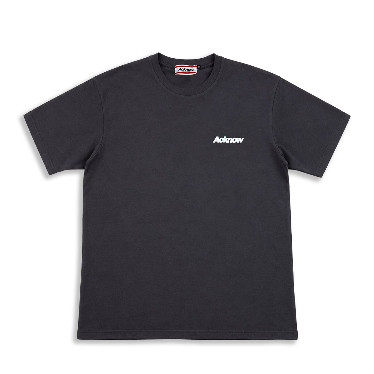 Acknow Make Them Know T-shirt in grey with small chest logo, front view