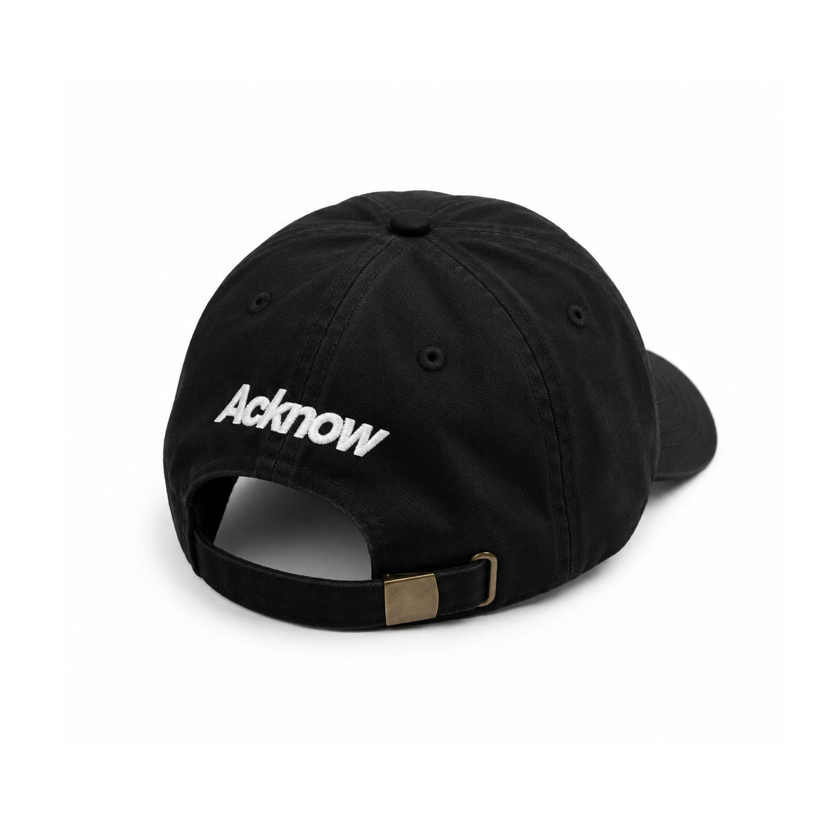 Alfa Cap W, back view with white embroidered Acknow logo and adjustable buckle