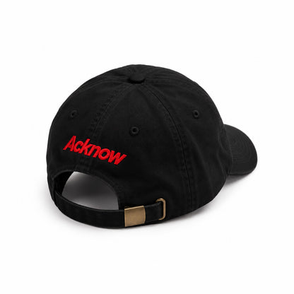 Alfa Cap R, back view with red embroidered Acknow logo and adjustable buckle